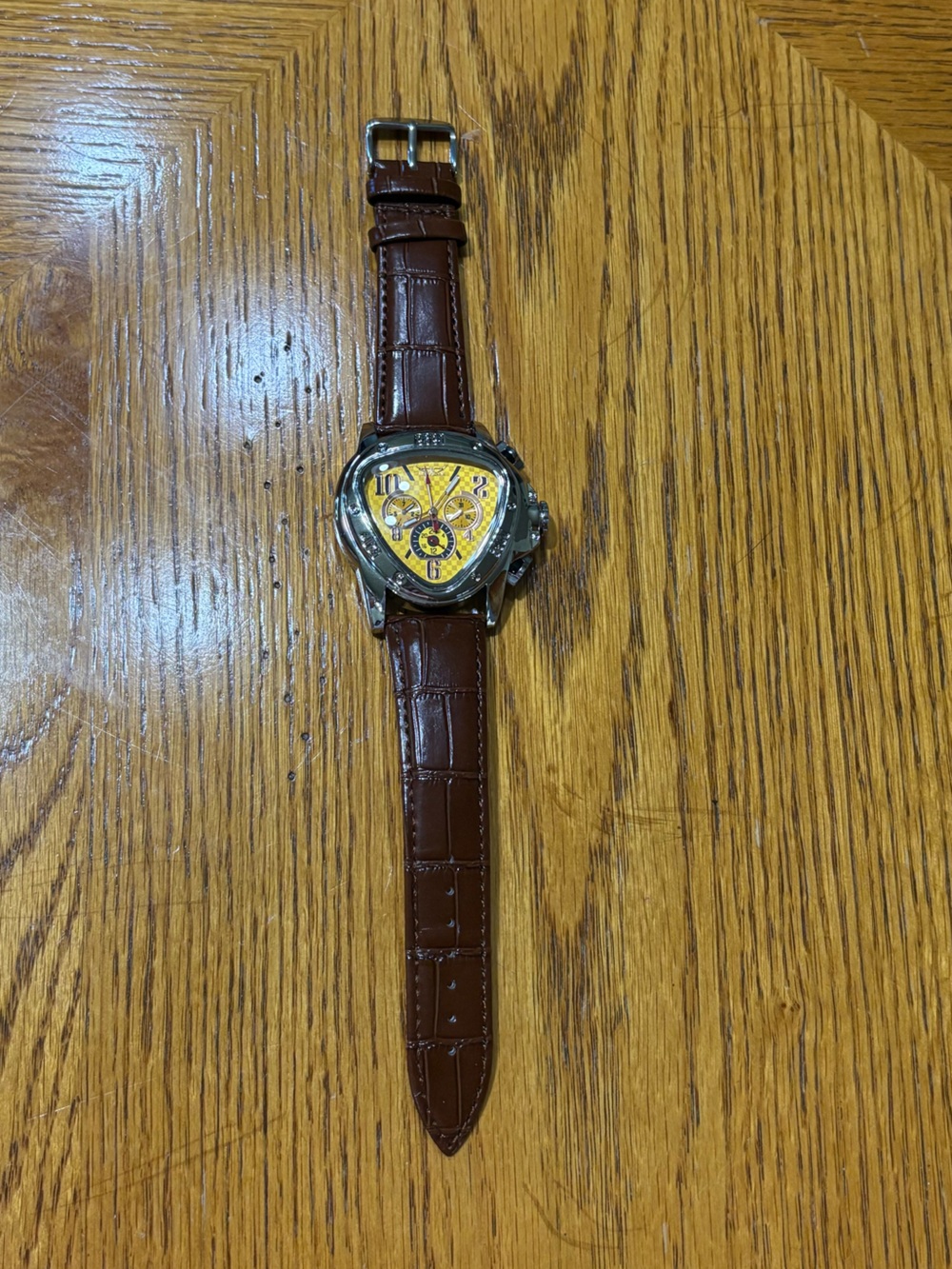 Invicta Men's Brown Leather Strap Watch with Yellow Dial
